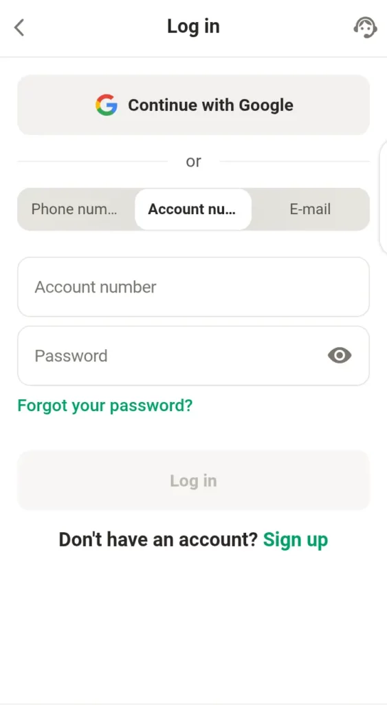 Parimatch log in page