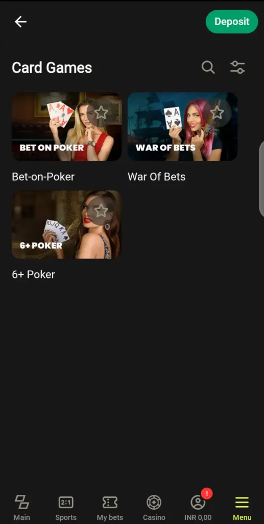 TV card games on Parimatch