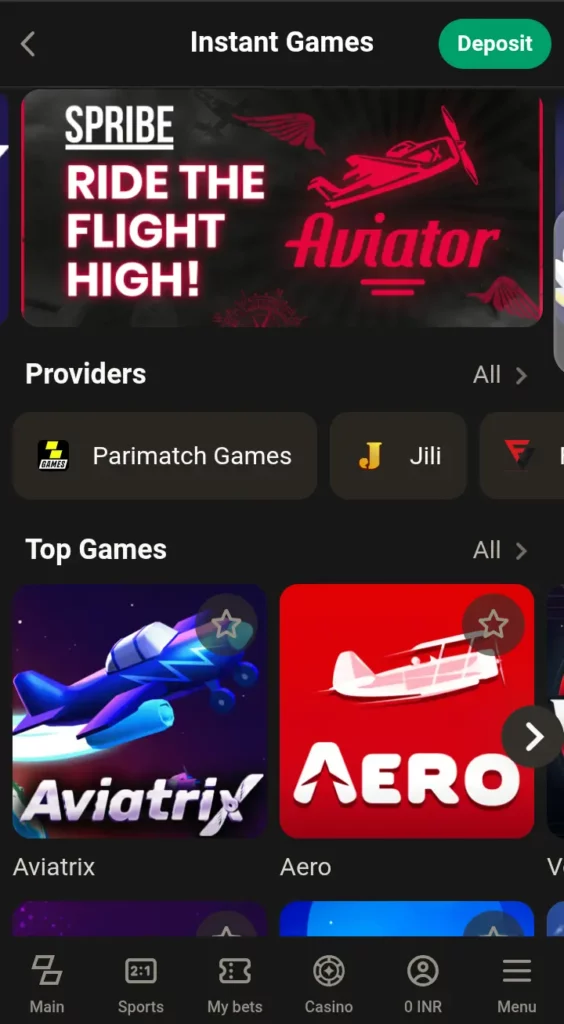 Aviator on Parimatch