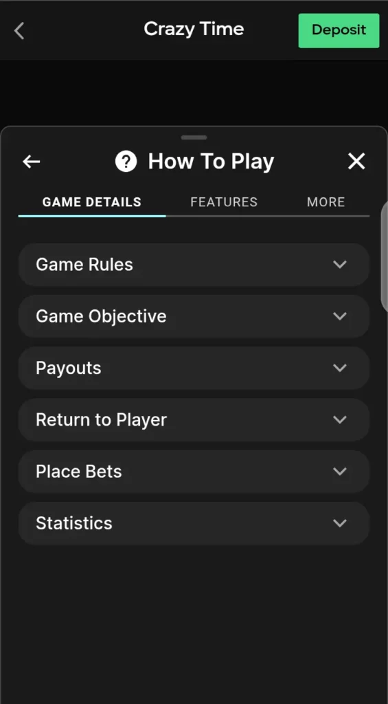 Crazy Time game features