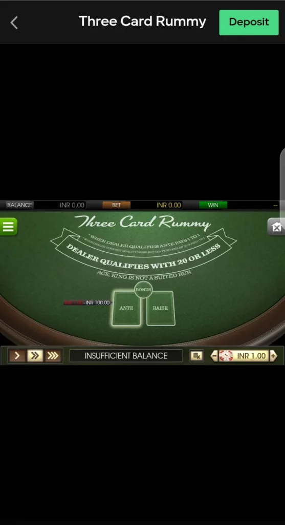 Three Card poker on Parimatch